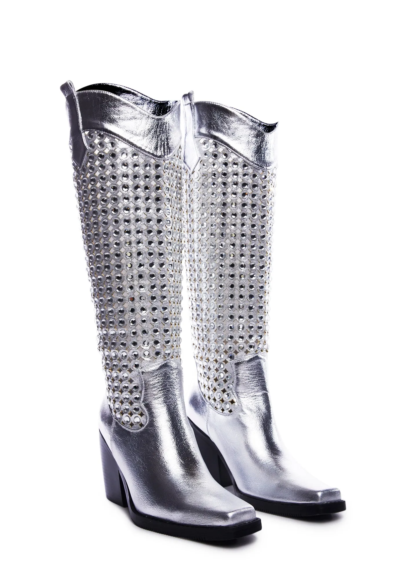 Benton-1 Cowboy Boots - Silver